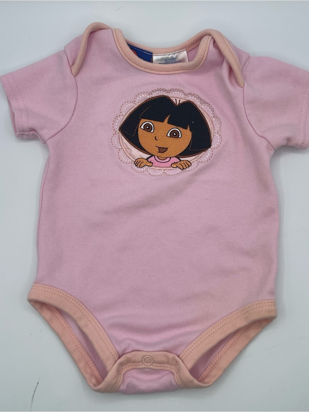 Y2K Dora The Explorer baby onesie embroidered Cotton Nick Jr size 3-6 months